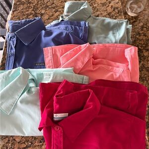 Columbia Bundle of 5 Casual Button-Up Shirts in Blue, Orange, Green and Red